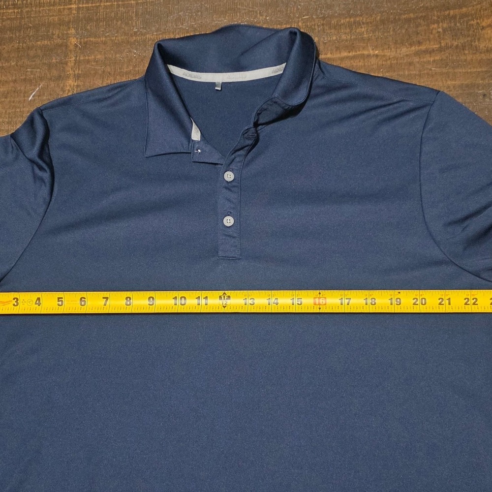 Adidas Long Sleeve Performance Polo Shirt Navy Blue - Picture 9 of 9